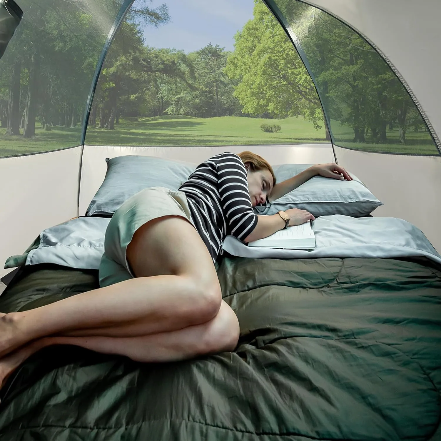 Screened Camping Tent, 4/6 Person Waterproof, Haven Tent, Backpack Double Layer Camping Tents with Canopy, Easy Setup and Portable Shelter for Outdoor, Picnic, Camping, Family Gathering.