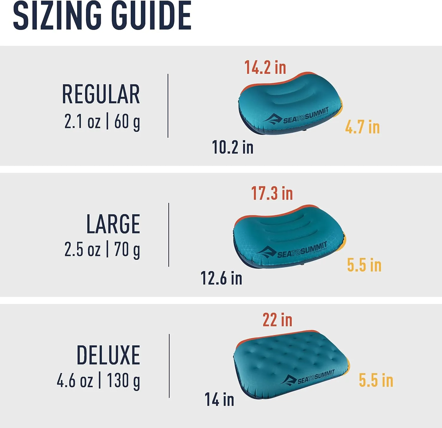 Sea to Summit Aeros Ultralight Inflatable Camping and Travel Pillow, Regular (14.2 x 10.2), Aqua