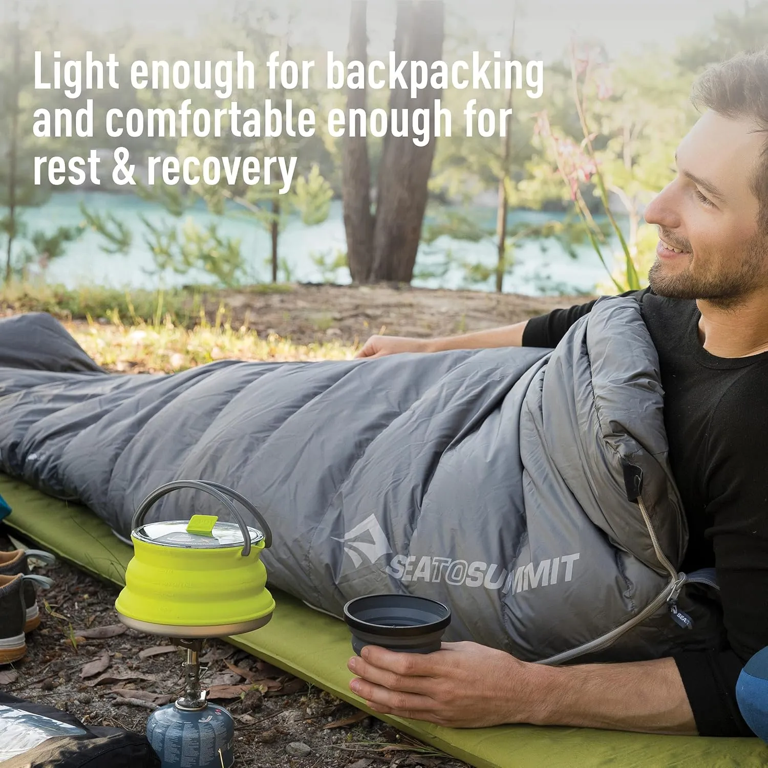 Sea to Summit Camp Self-Inflating Foam Sleeping Mat for Camping and Backpacking, Rectangular - Large (79 x 25 x 1.5 inches)
