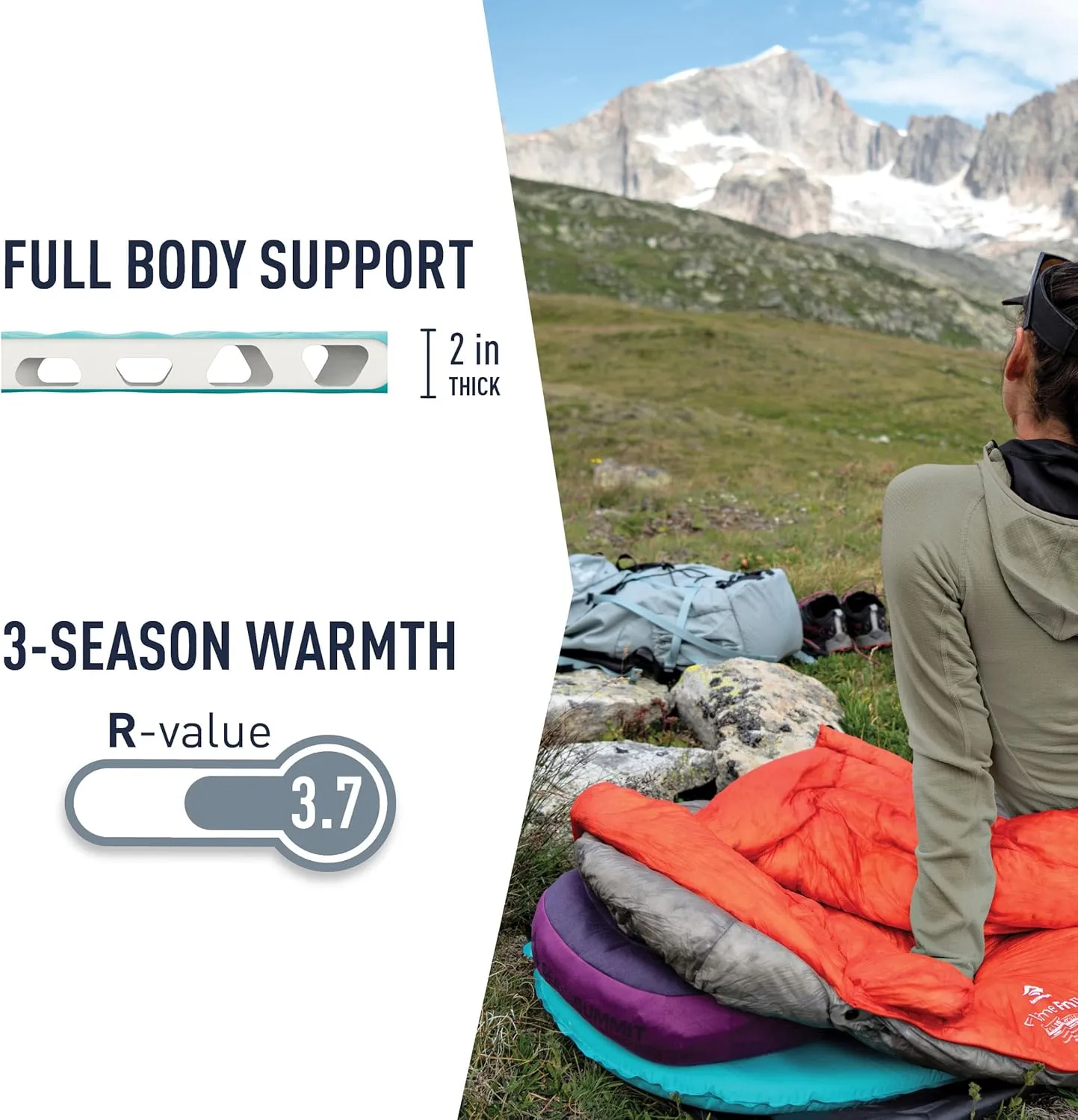 Sea to Summit Comfort Light Self-Inflating Foam Sleeping Pad for Camping and Backpacking, Women's Regular (67 x 21 x 2 inches)