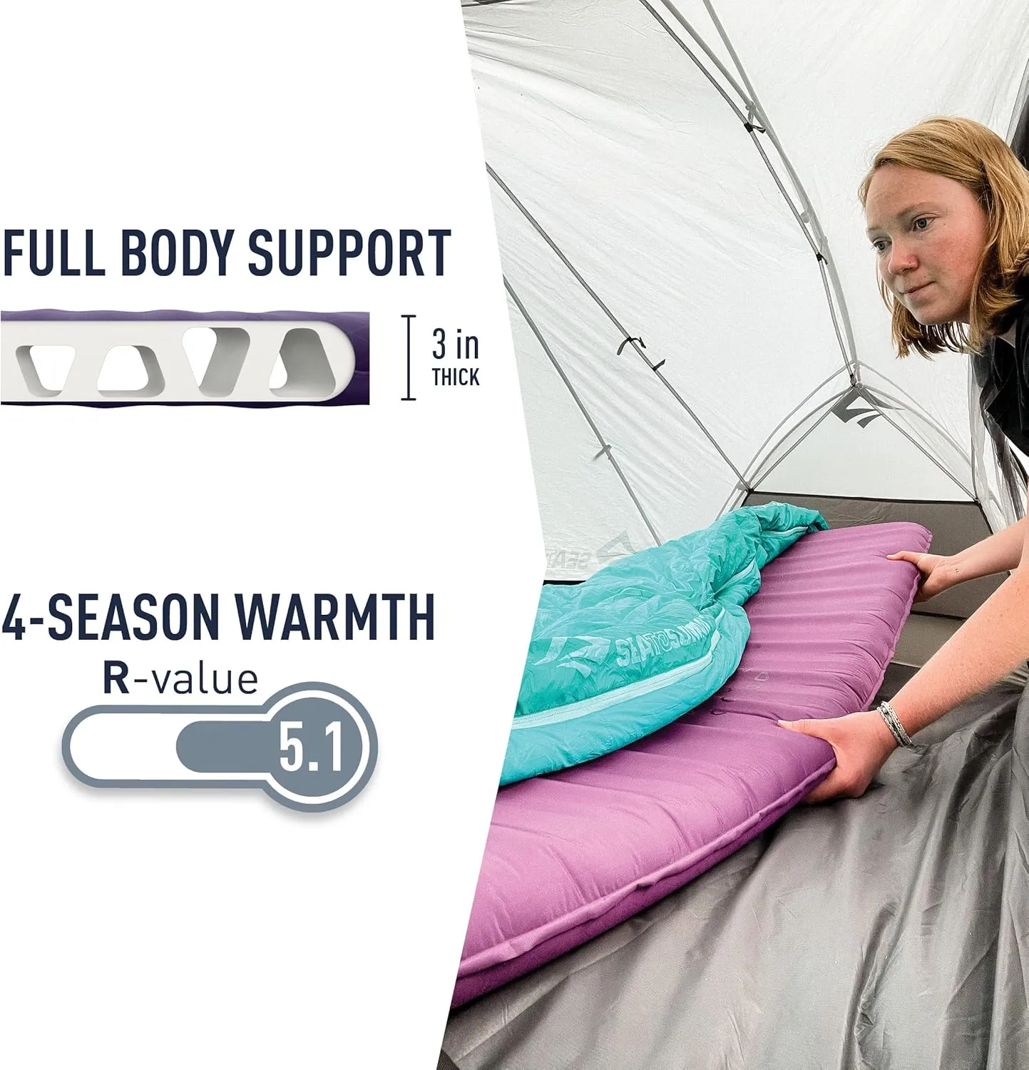 Sea to Summit Comfort Plus Self-Inflating Foam Sleeping Pad for Camping