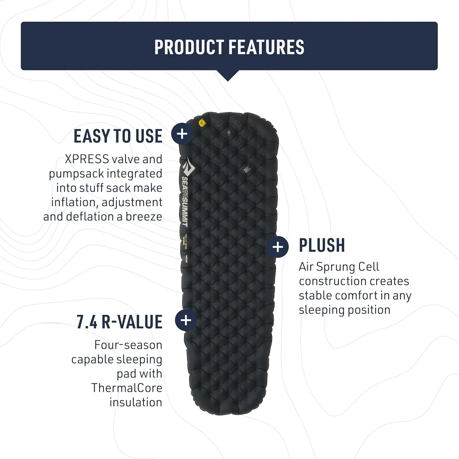 Sea to Summit Ether Light XR Pro Insulated Sleeping Pad, Tapered - Regular (72 x 21.5 x 4 inches)