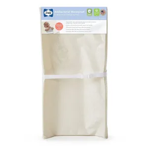 Sealy Baby Antibacterial Waterproof 2-Sided Contoured Diaper Changing Pad for Dresser or Table, Durable Easy to Clean Surface, Supportive Soybean Enhanced Foam, Made in USA, White, 32' x 16'