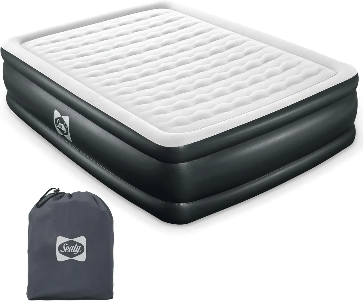Sealy Tritech 20" Inflatable Air Mattress Bed with Built-in Pump, Storage Bag, and Repair Patch, for Indoor and Outdoor Use, Queen