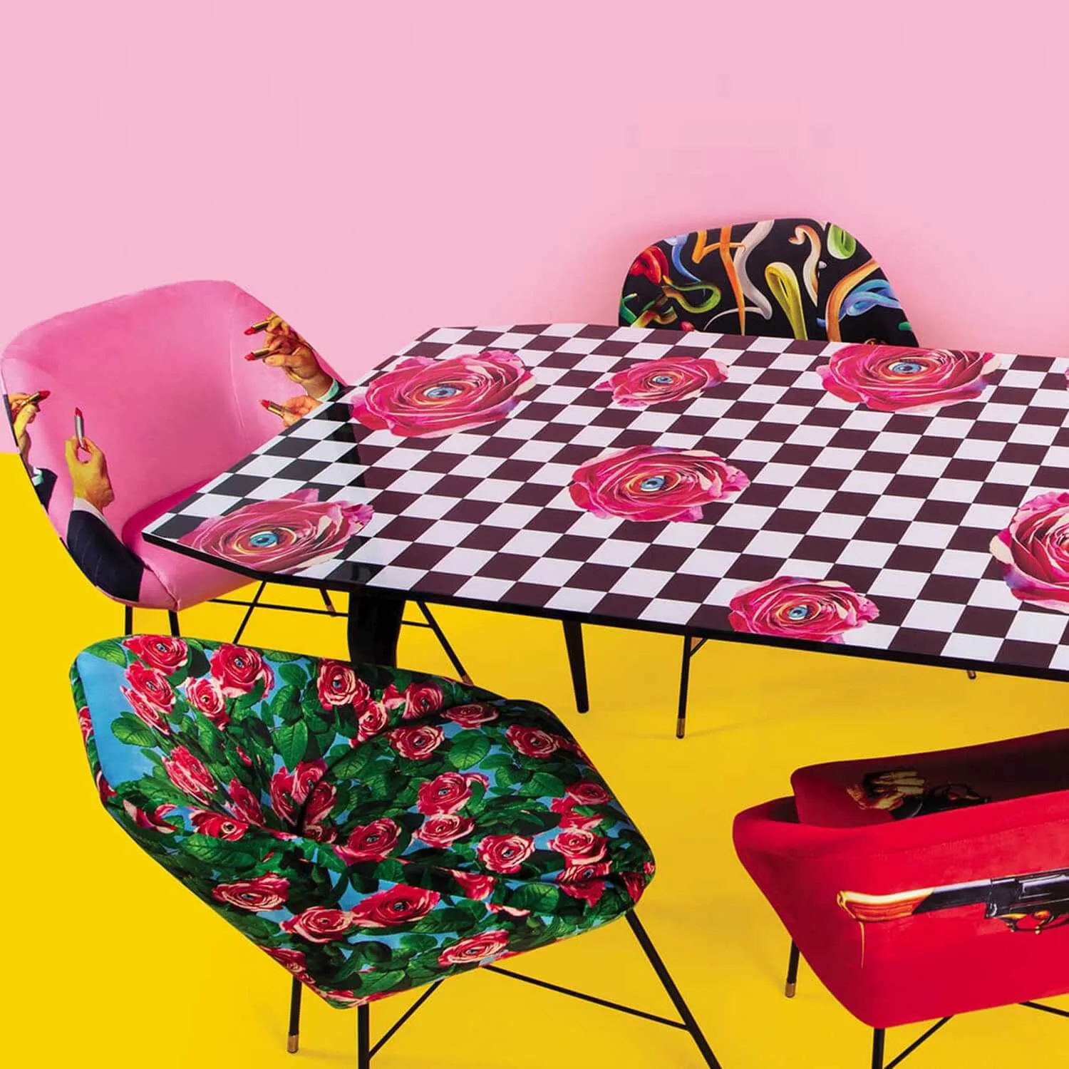 Seletti Toiletpaper Padded Chair Roses