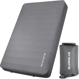 Self-Inflating Camping Mattress Pad 2 Person, 4in Thick Foam Sleeping Pad for Tent Camping, 4-Season Double Sleeping Pad with Pump Sack, Gray