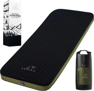 Self-Inflating Sleeping Pad – 4” Thick Memory Foam Camping Mattress with Waterproof Backpack – Portable Sleeping Mat for Backpacking, Tents, SUVs & Trucks