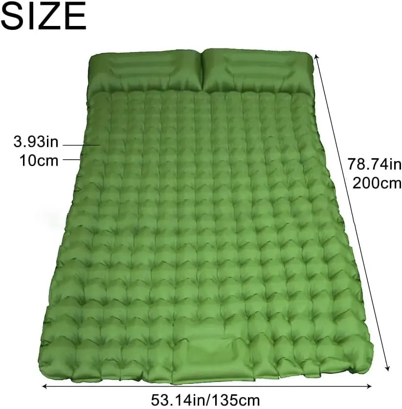 Self-Inflating Sleeping Pad for Camping, Camping Sleeping Pad with Built-in Pump, Extra Thickness Inflatable Sleeping Mat, Ultralight Compact Waterproof Air Mattress for Travel (Green)