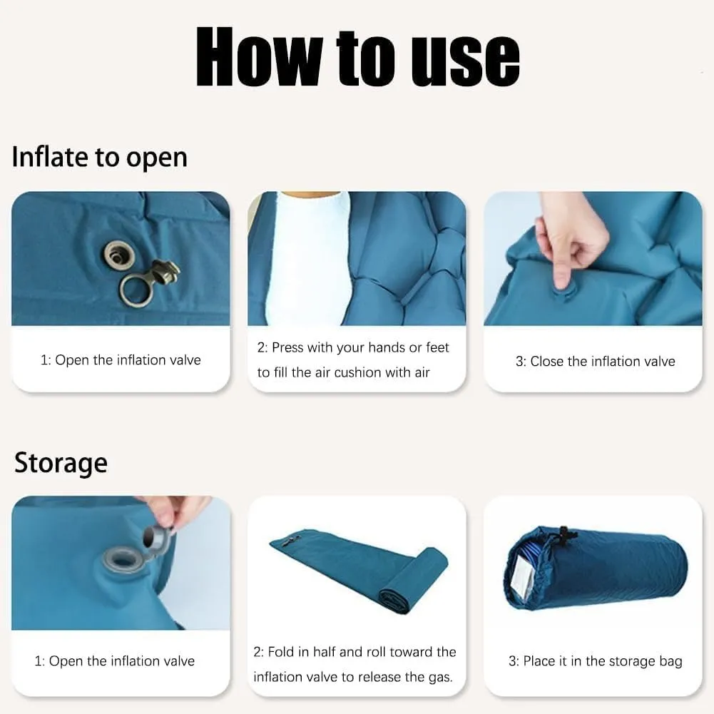 Self Inflating Sleeping Pad, Sleeping Pad for Camping, Waterproof Inflatable, Anti-Slip Portable Foldable Mattress, Inflatable with Built-in Pillow, Ideal for Backpacking, Hiking (Style-F)
