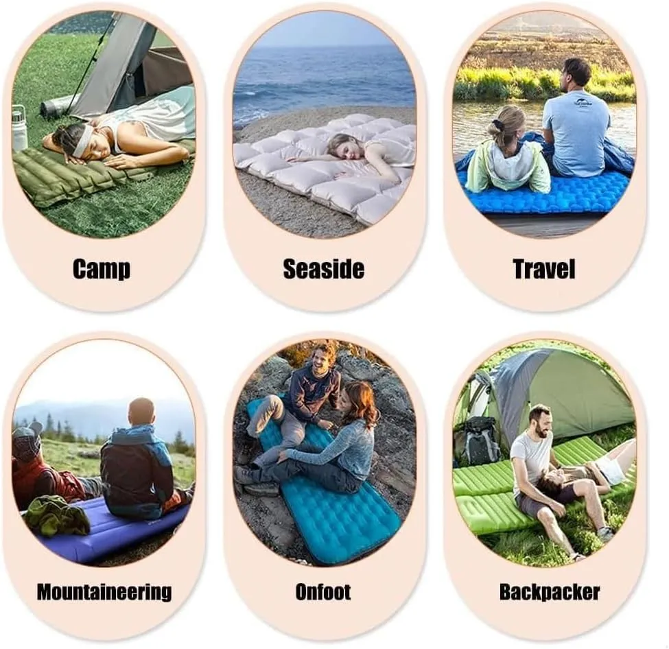Self Inflating Sleeping Pad, Sleeping Pad for Camping, Waterproof Inflatable, Anti-Slip Portable Foldable Mattress, Inflatable with Built-in Pillow, Ideal for Backpacking, Hiking (Style-F)