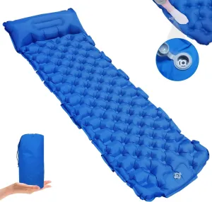 Self-Inflating Sleeping Pad, Ultralight Inflatable Sleeping Pad with Pillow, Built-in Pump Foot Press Waterproof Durable Camping Sleeping Pad for Backpacking, Hiking, Traveling (Dark Blue)