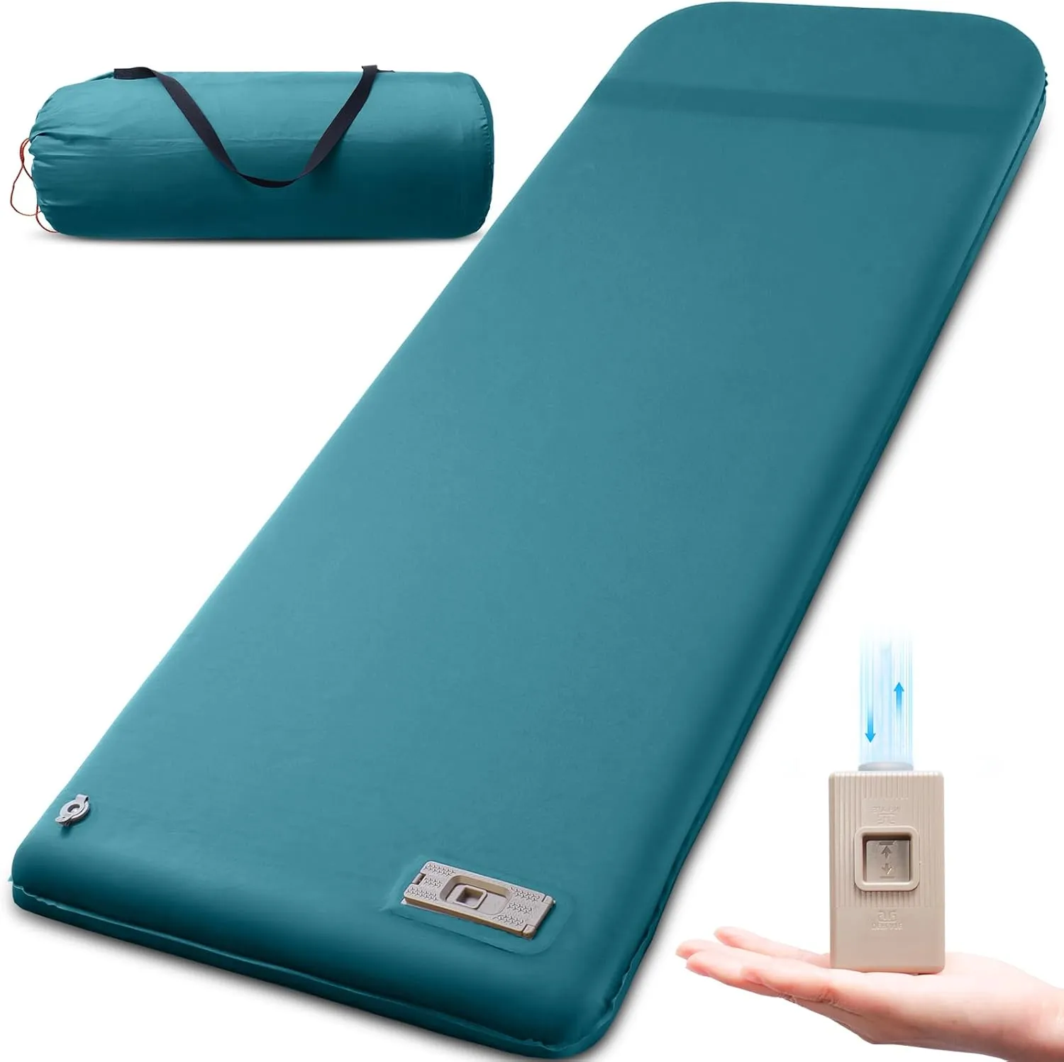 Self Inflating Sleeping Pad with Electric Pump, 3.15" Ultra-Thick Memory Foam Camping Sleeping Mat with Pillow, 9.5 R-Value Insulated Camping Pad Mattress for Travel Car Tent