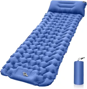 Selfinflating Camping Sleeping Mattress 9cm high Thickened Inflatable Sleeping pad with Foot Pump and Built in Camping Pillow Light and Portable, Suitable for Outdoor Hiking and Camping