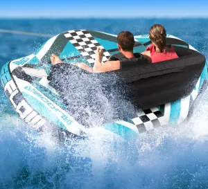 SereneLife Heavy-Duty Inflatable Towable Booster Tube - Water Tube Boating Float Tow Raft, Watersports Inflatable Pull Boats/Tubes/Towables w/Foam Seats, PVC Bladder, Handles