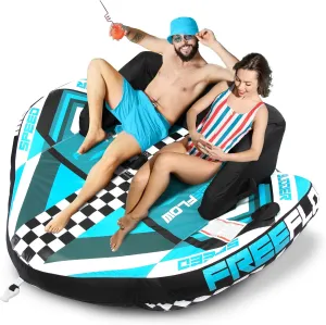 SereneLife Heavy-Duty Inflatable Towable Booster Tube - Water Tube Boating Float Tow Raft, Watersports Inflatable Pull Boats/Tubes/Towables w/Foam Seats, PVC Bladder, Handles