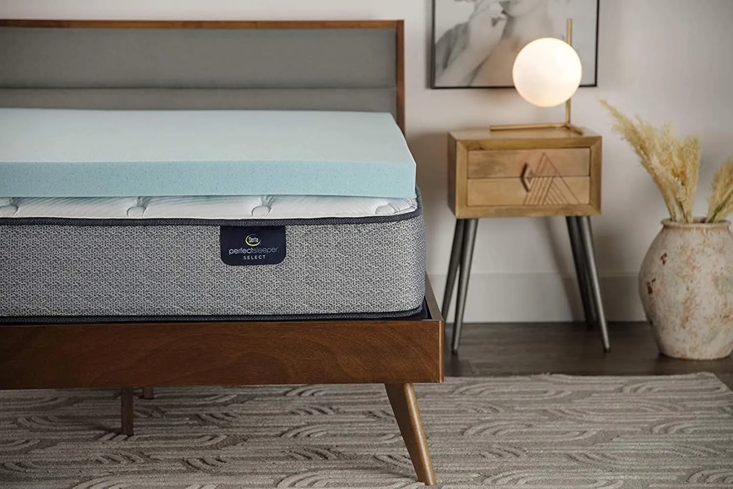 Serta ThermaGel Cooling, Pressure-Relieving Memory Foam Mattress Topper, 3 Inch, Queen,Blue