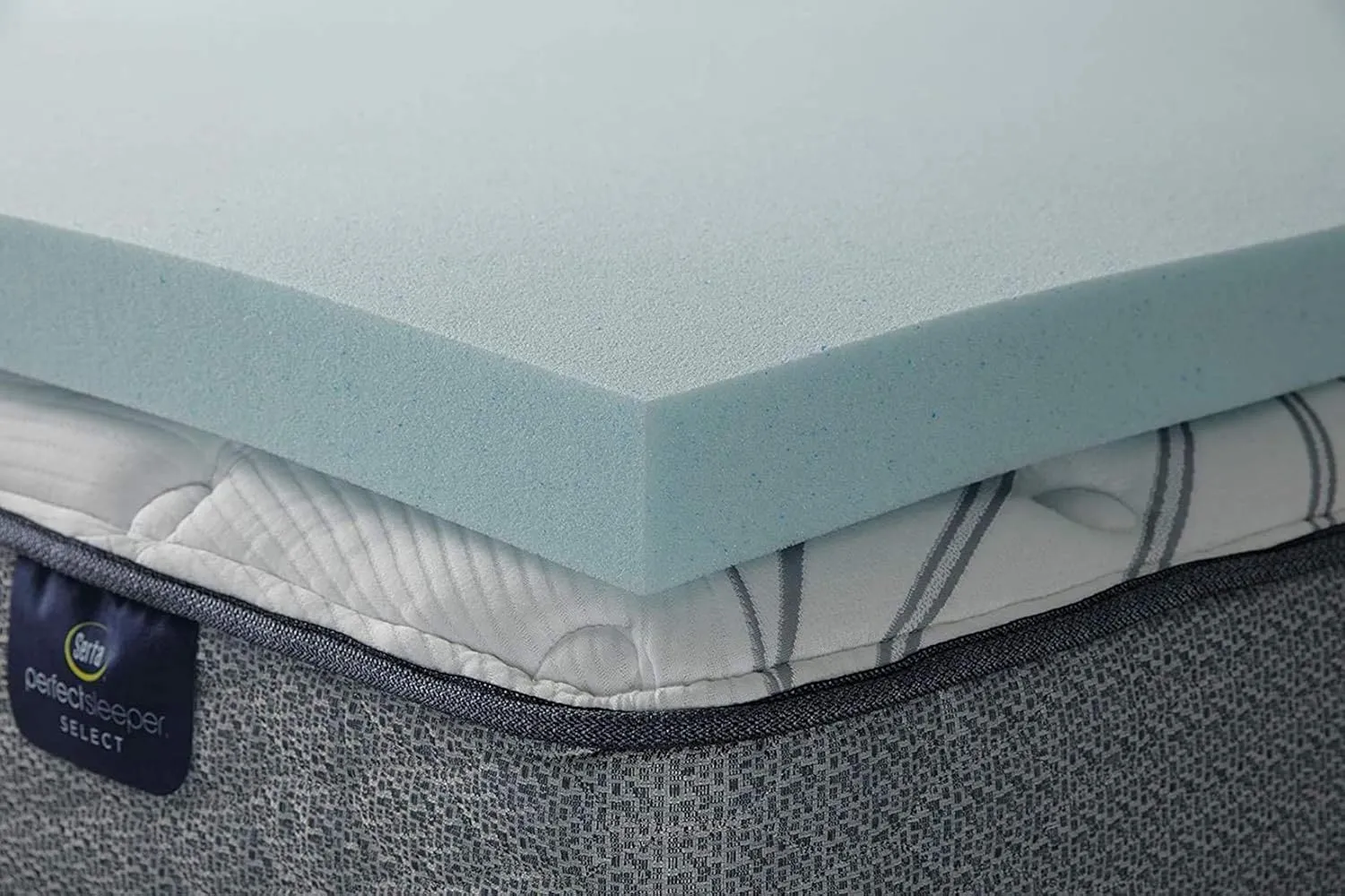 Serta ThermaGel Cooling, Pressure-Relieving Memory Foam Mattress Topper, 3 Inch, Queen,Blue