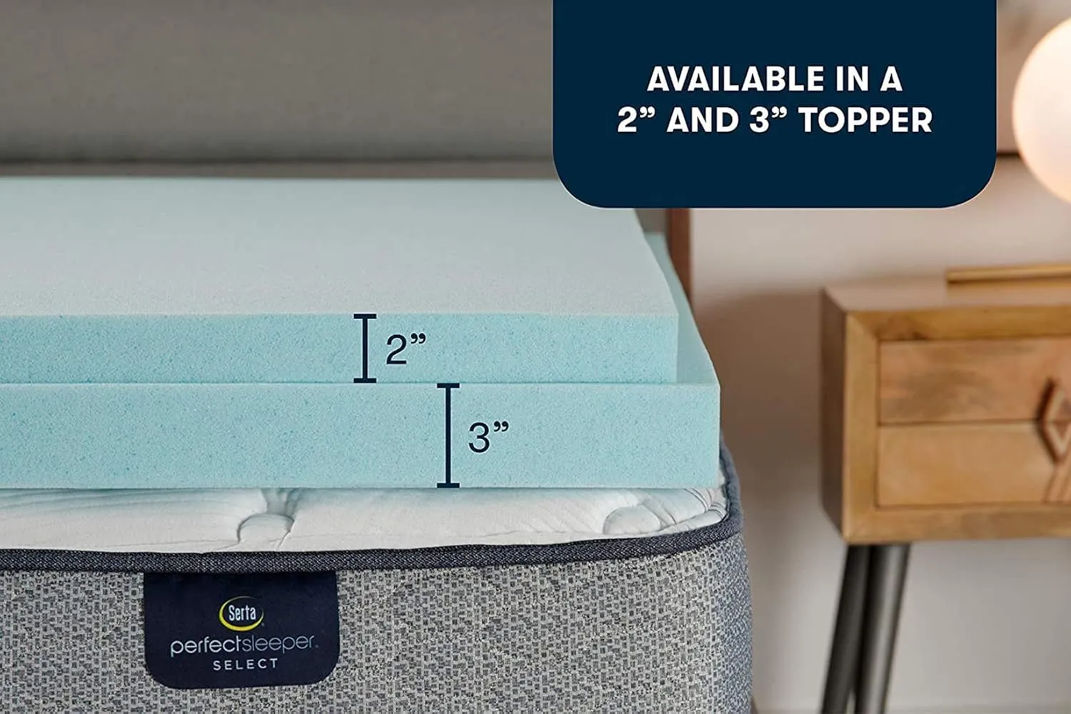 Serta ThermaGel Cooling, Pressure-Relieving Memory Foam Mattress Topper, 3 Inch, Queen,Blue