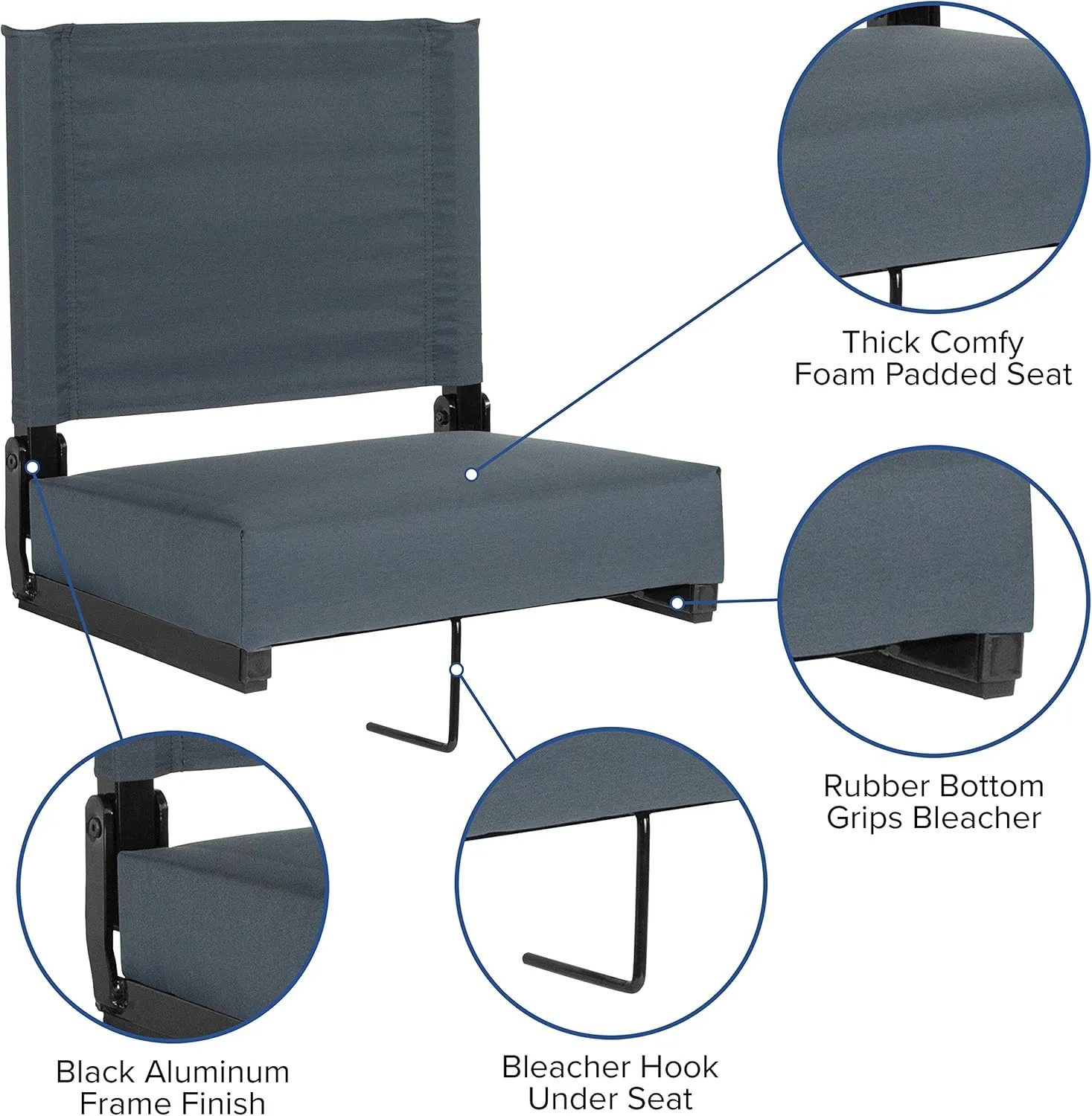 Set of 2 500 lb. Rated Lightweight Stadium Chair with Ultra-Padded Seat