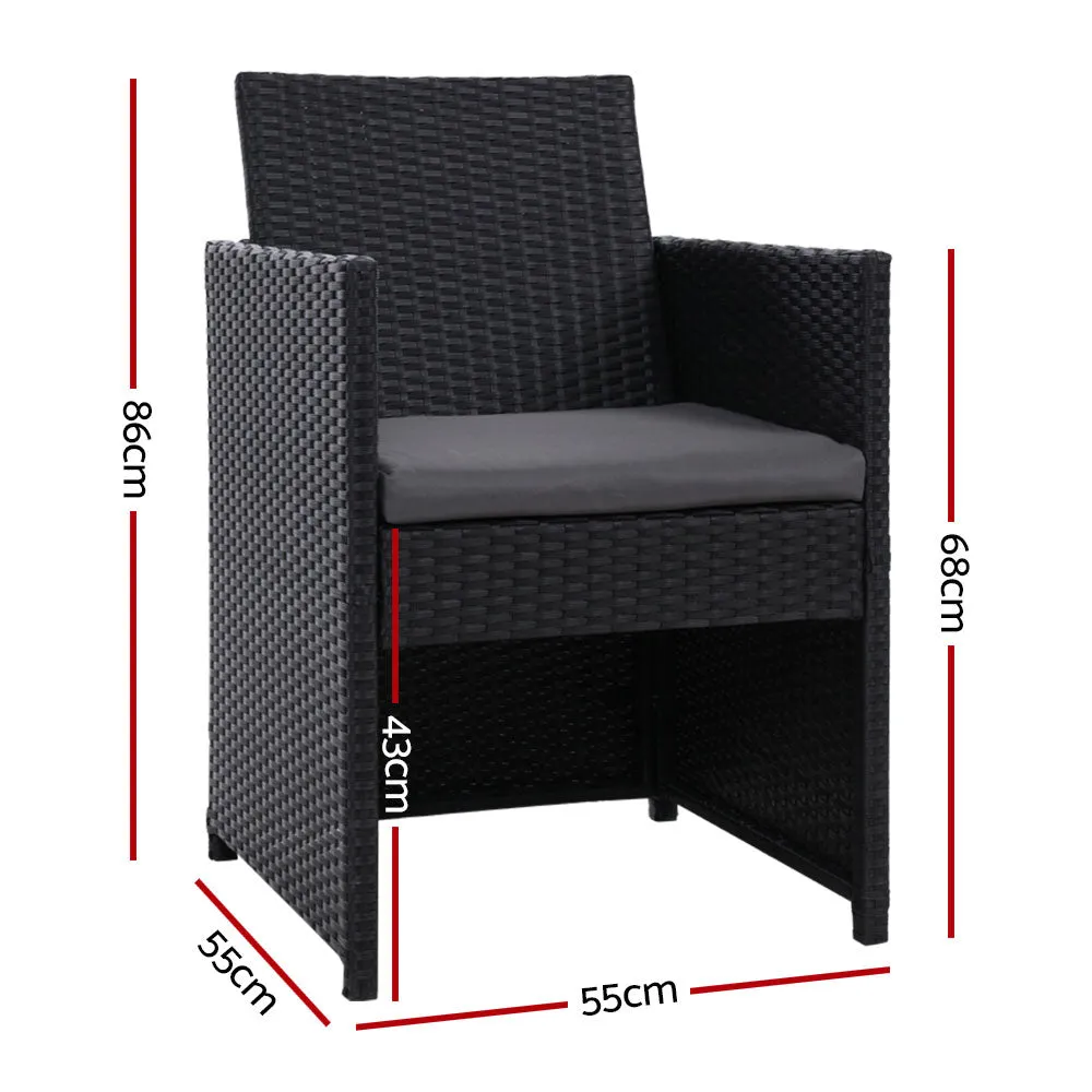 Set of 2 Wicker Outdoor Dining Chairs - Black