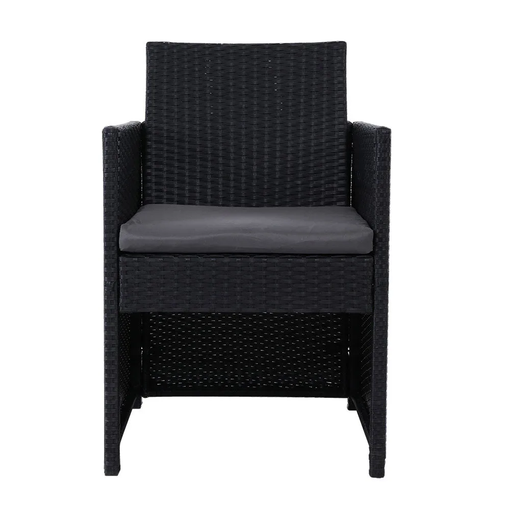 Set of 2 Wicker Outdoor Dining Chairs - Black