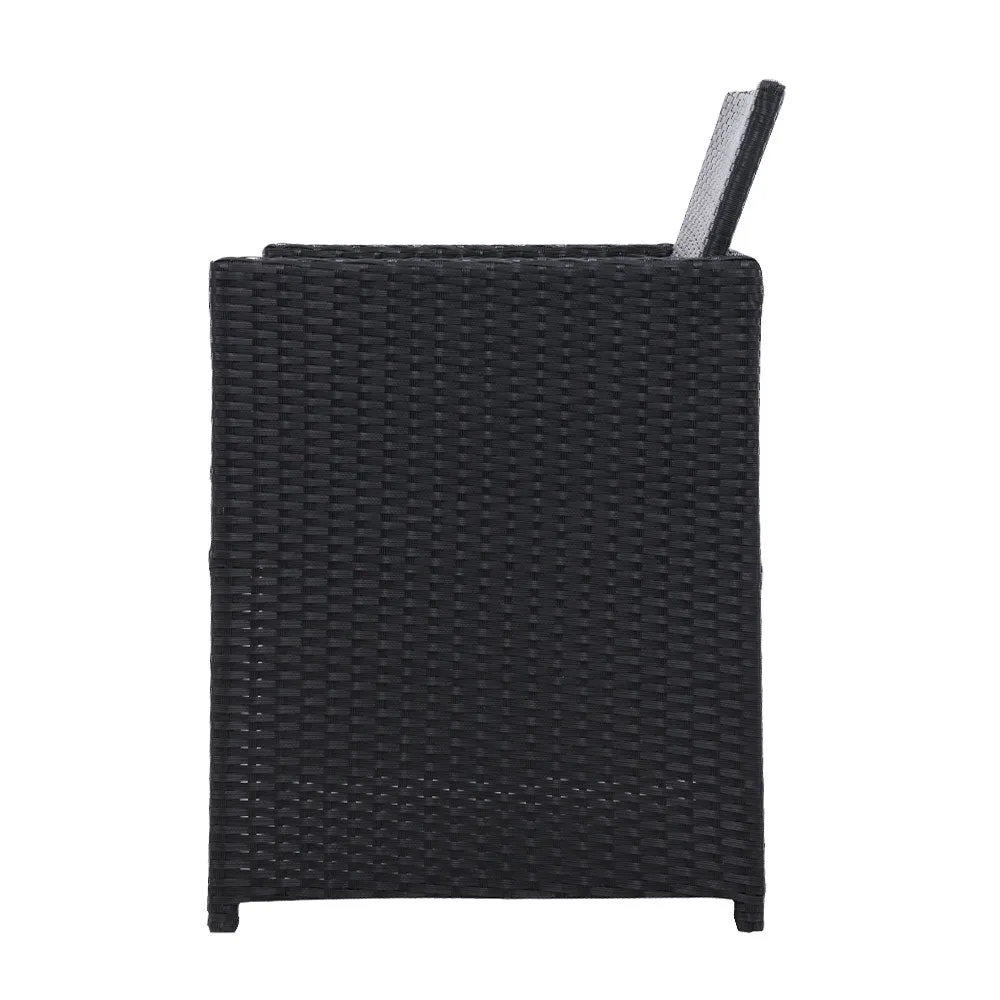 Set of 2 Wicker Outdoor Dining Chairs - Black
