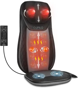 Shiatsu Neck & Back Massager with Heat, Massage Chair Pad Cushion for Stress Relief, Inflatable Flaps Back Support, Kneading or Rolling Chair Seat Massage,Ideal Gifts for Men,Women,Family