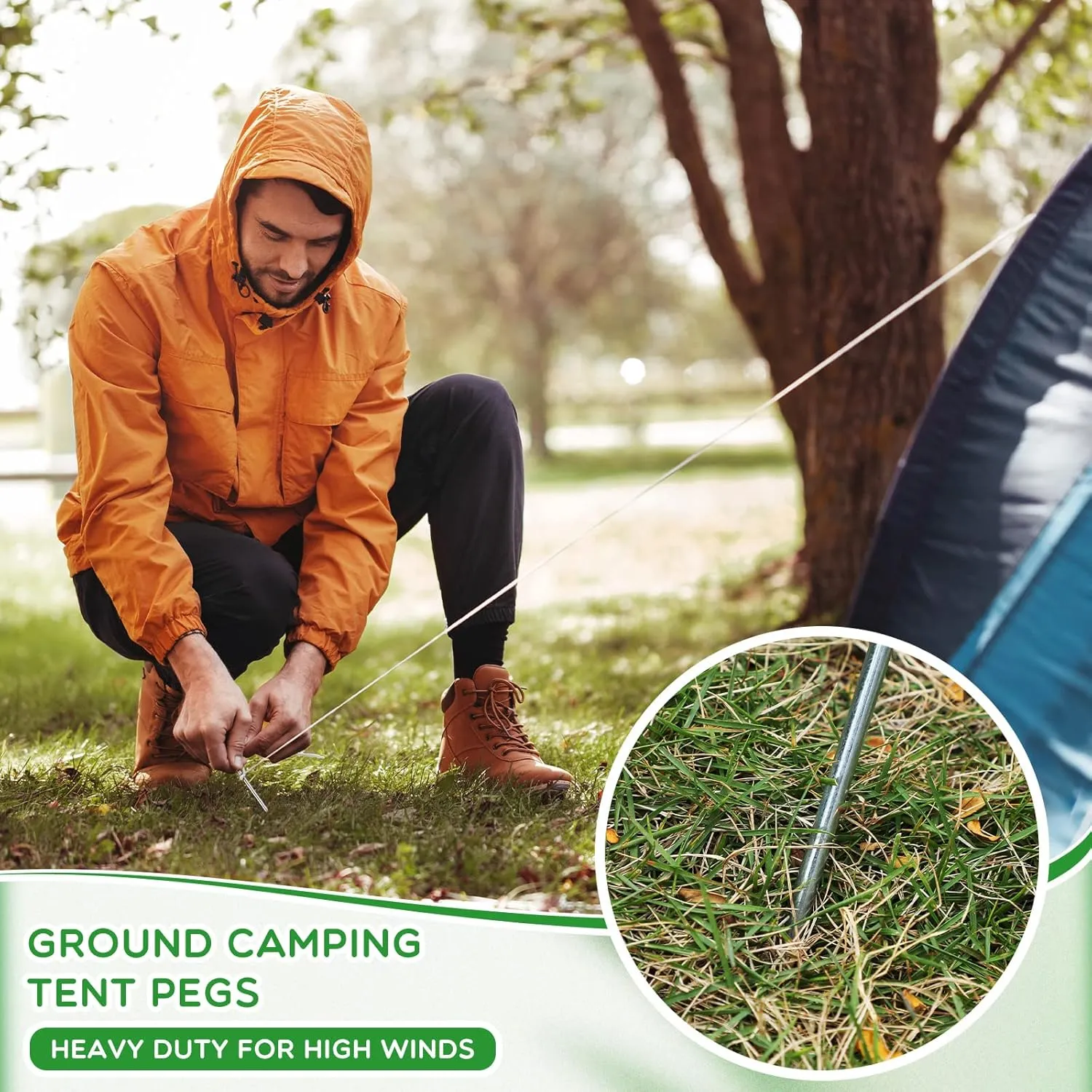 Shimeyao 10" Tent Stakes Camping Heavy Duty Stakes Bulk Metal Ground Pegs Camping Spikes Galvanized for Outdoor Pitching Canopy