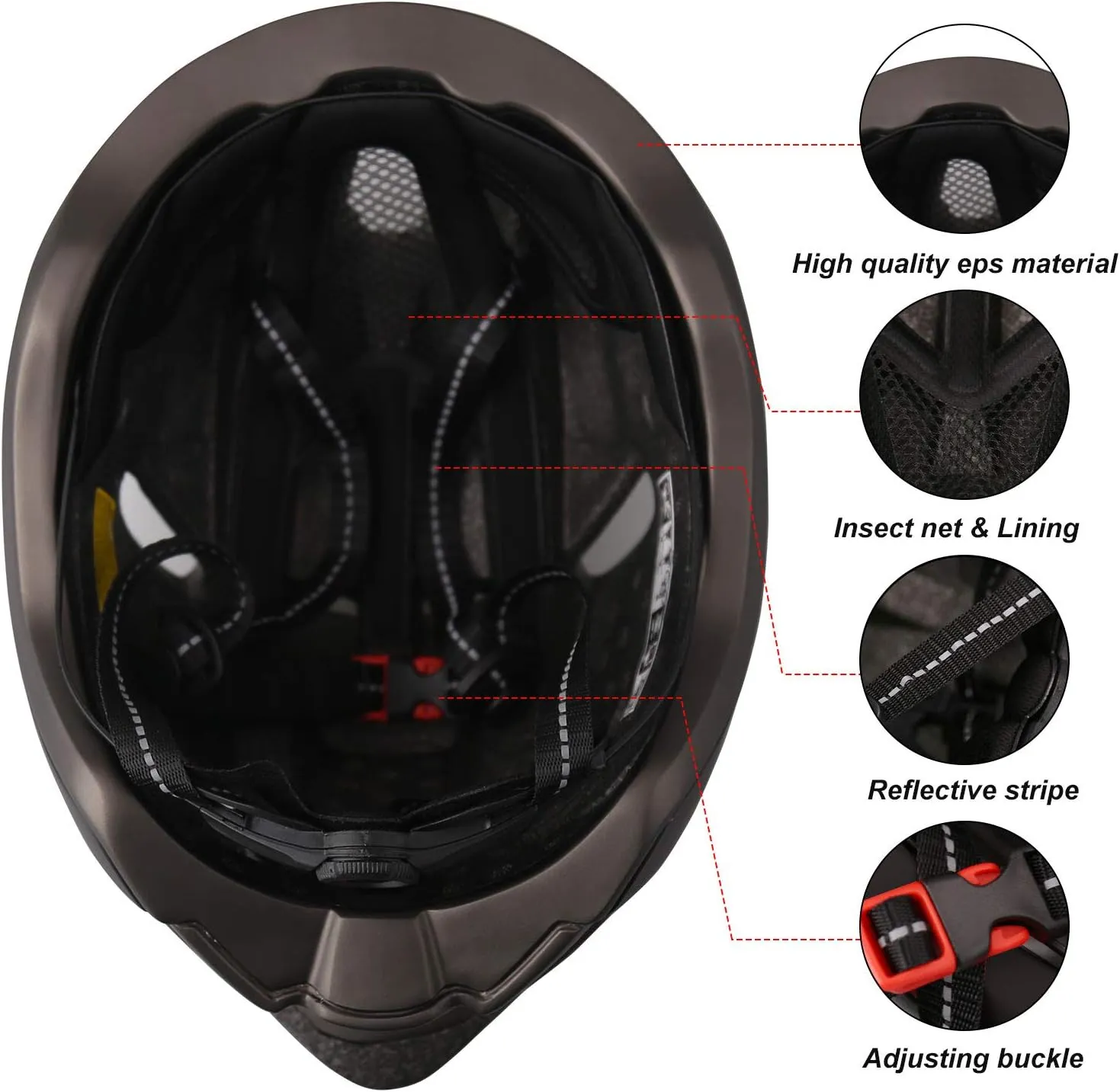 Shinmax Adult Bike Helmet,Bicycle Helmet with Removable Magnetic Goggles & USB Rechargeable LED Light Road Mountain Bike Helmet Adjustable Size Ultralight Cycling Helmet Men Women SM-T88