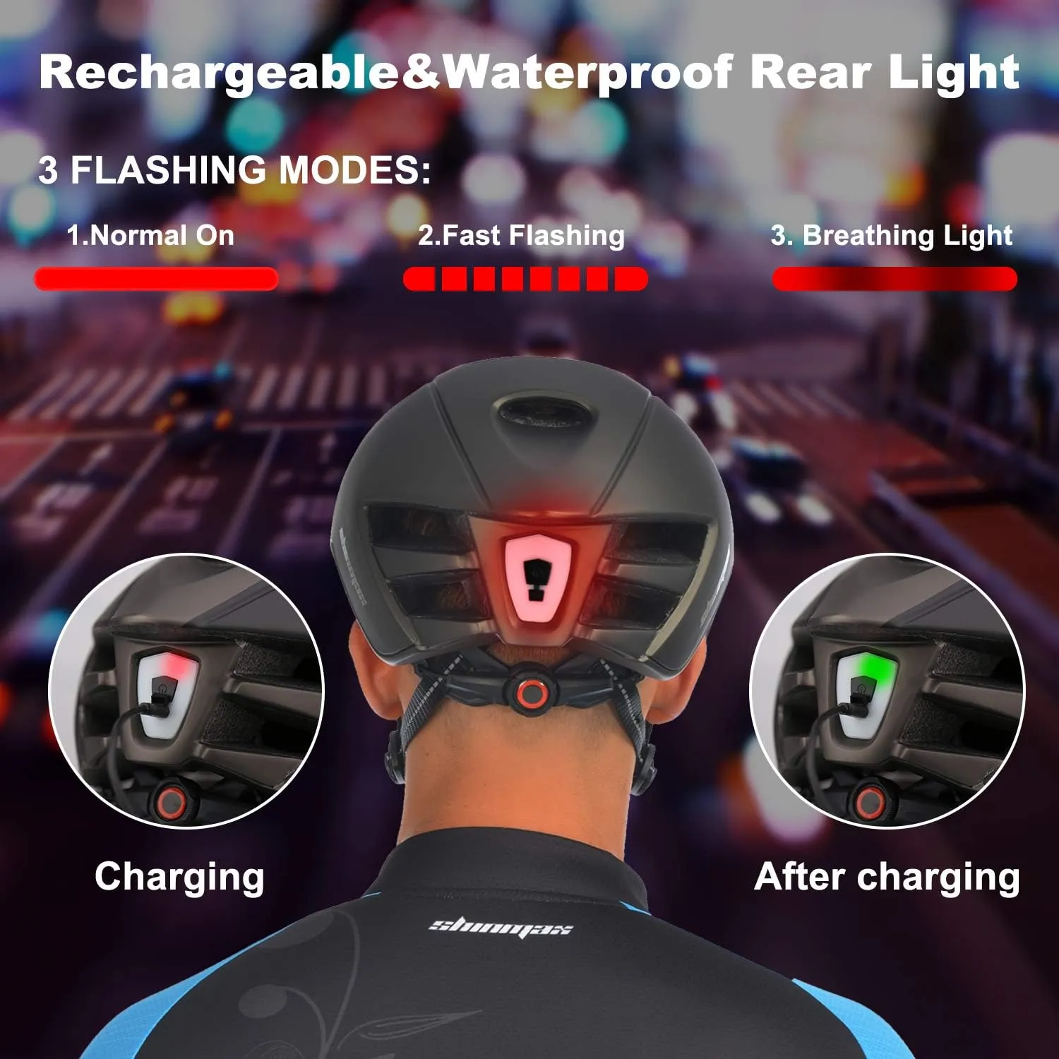 Shinmax Adult Bike Helmet,Bicycle Helmet with Removable Magnetic Goggles & USB Rechargeable LED Light Road Mountain Bike Helmet Adjustable Size Ultralight Cycling Helmet Men Women SM-T88