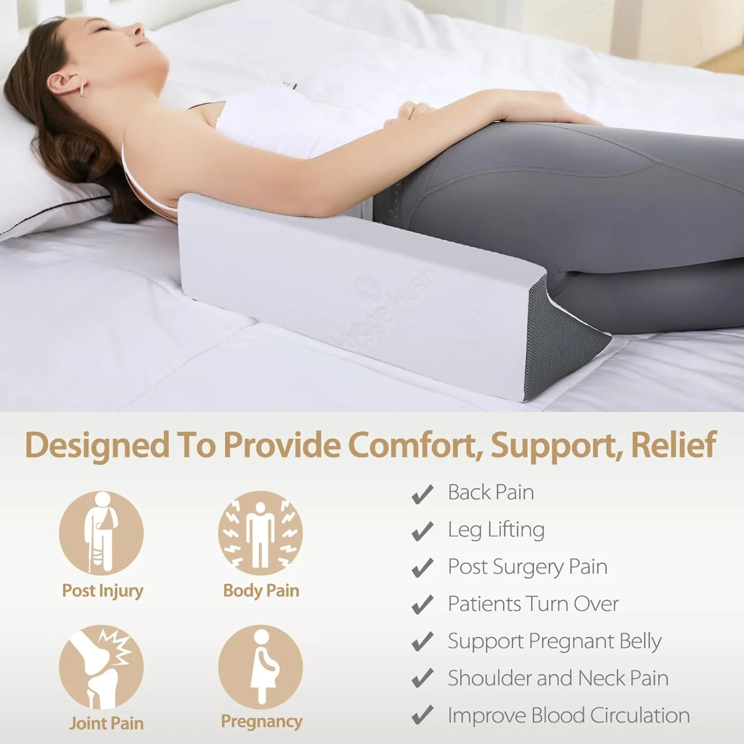 Side Wedge Pillow for Sleeping, Side Sleeper Body Back Positioners for Back Pain, Preventing Bedsores, After Surgery, Pregnancy Support, Ankle Support, Bed Wedge Pillow for Side Sleepers