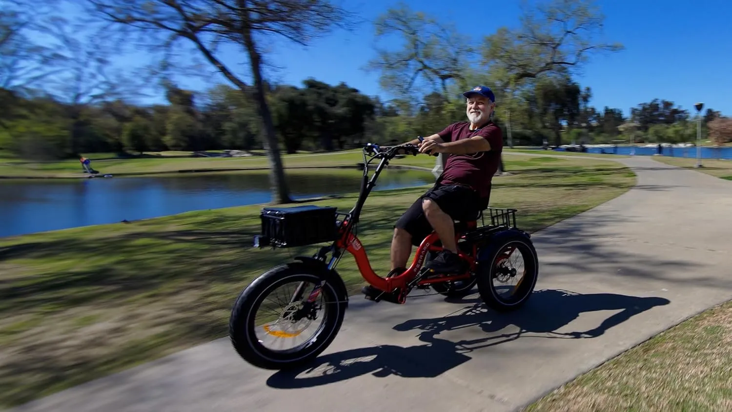 Siesta Electric Trike for Adults, 750W Rear Motor Foldable Electric Tricycle, Reverse Gear, 80 Mile Range, 350 80lbs, M-360 Semi-Recumbent Electric Trike, Lifetime Motor Warranty
