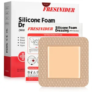 Silicone Foam Dressing with Adhesive Border – Wound Dressing Bandage – Silicone Foam Pad – Pack of 10 – 4 x 4 Inches Large Waterproof Bandages – Self Adhesive Wound Care and Dressings
