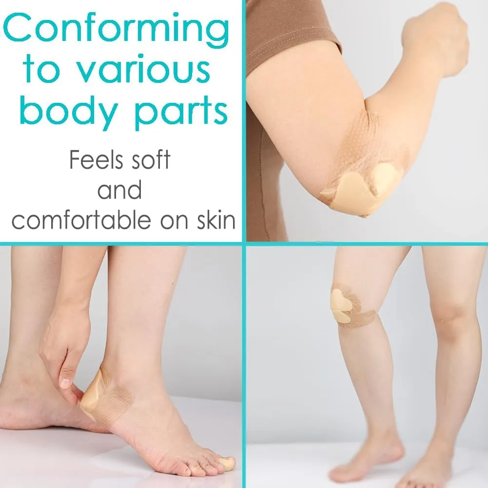 Silicone Heel Bordered Foam Dressing Waterproof Absorbent Wounds Bandages Pressure Sore Adhesive Border Protector for Cracked Heels/Ankle/Elbow Bedsore Ulcer 5"x8" Pack of 6