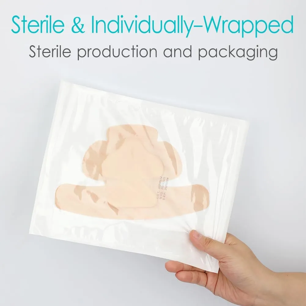 Silicone Heel Bordered Foam Dressing Waterproof Absorbent Wounds Bandages Pressure Sore Adhesive Border Protector for Cracked Heels/Ankle/Elbow Bedsore Ulcer 5"x8" Pack of 6