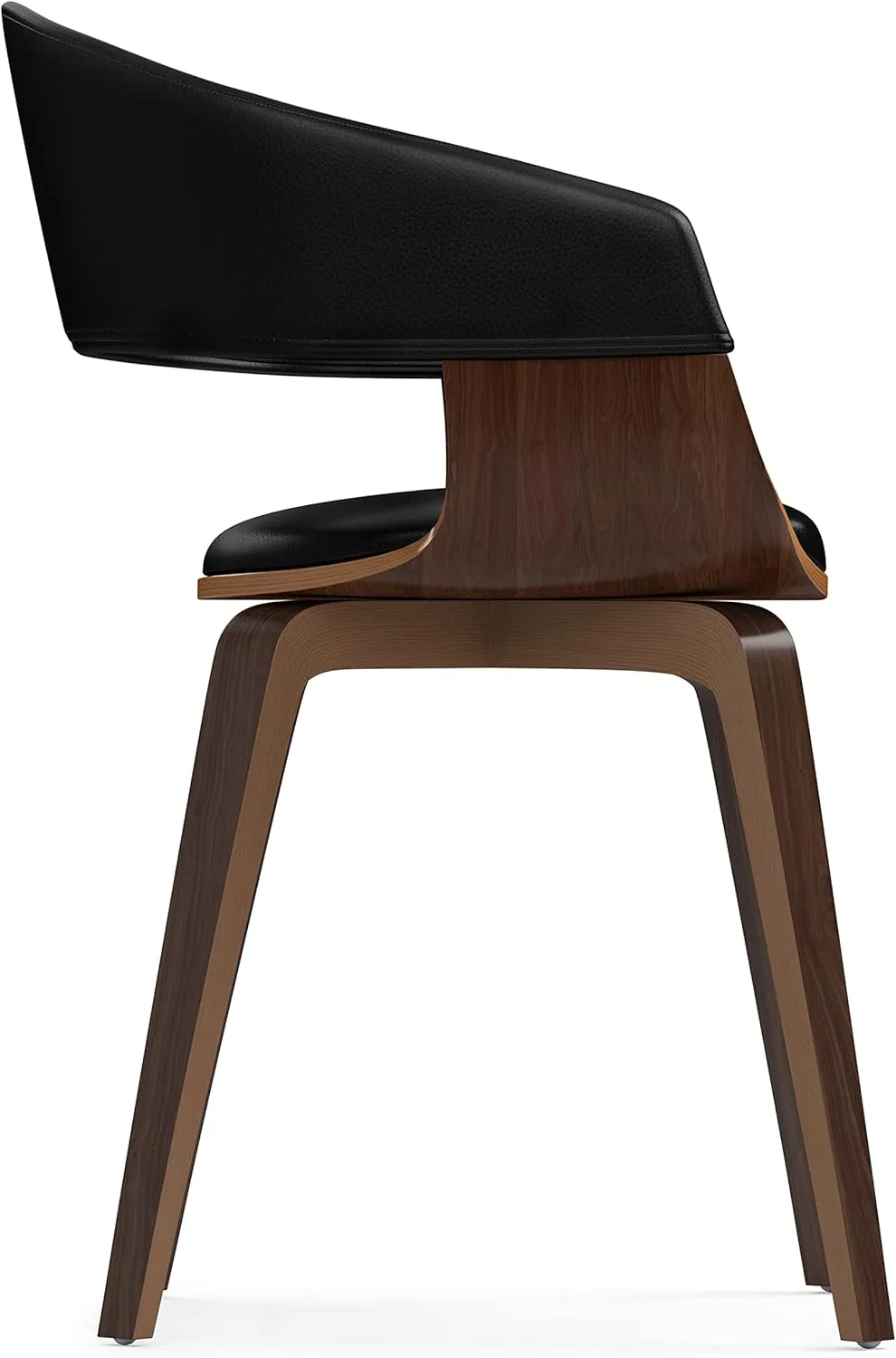 SIMPLIHOME Lowell Dining Chairs - Upholstered Bentwood Frame and Vegan Faux Leather Kitchen Chair in Black, Modern Dining Room Seating with Curved Back and Padded Seat
