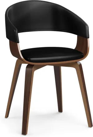 SIMPLIHOME Lowell Dining Chairs - Upholstered Bentwood Frame and Vegan Faux Leather Kitchen Chair in Black, Modern Dining Room Seating with Curved Back and Padded Seat