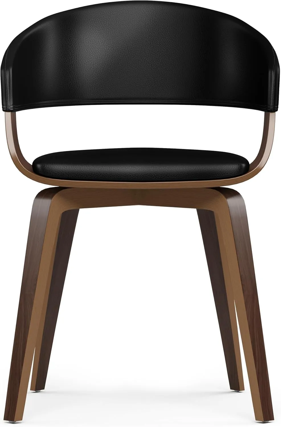 SIMPLIHOME Lowell Dining Chairs - Upholstered Bentwood Frame and Vegan Faux Leather Kitchen Chair in Black, Modern Dining Room Seating with Curved Back and Padded Seat