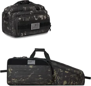 Single Rifle Bag 35" (Black Camo)   Range Bag Medium for 2~4 Pistol (Black Camo), Lockable Zipper, Durable Material, Compact Design