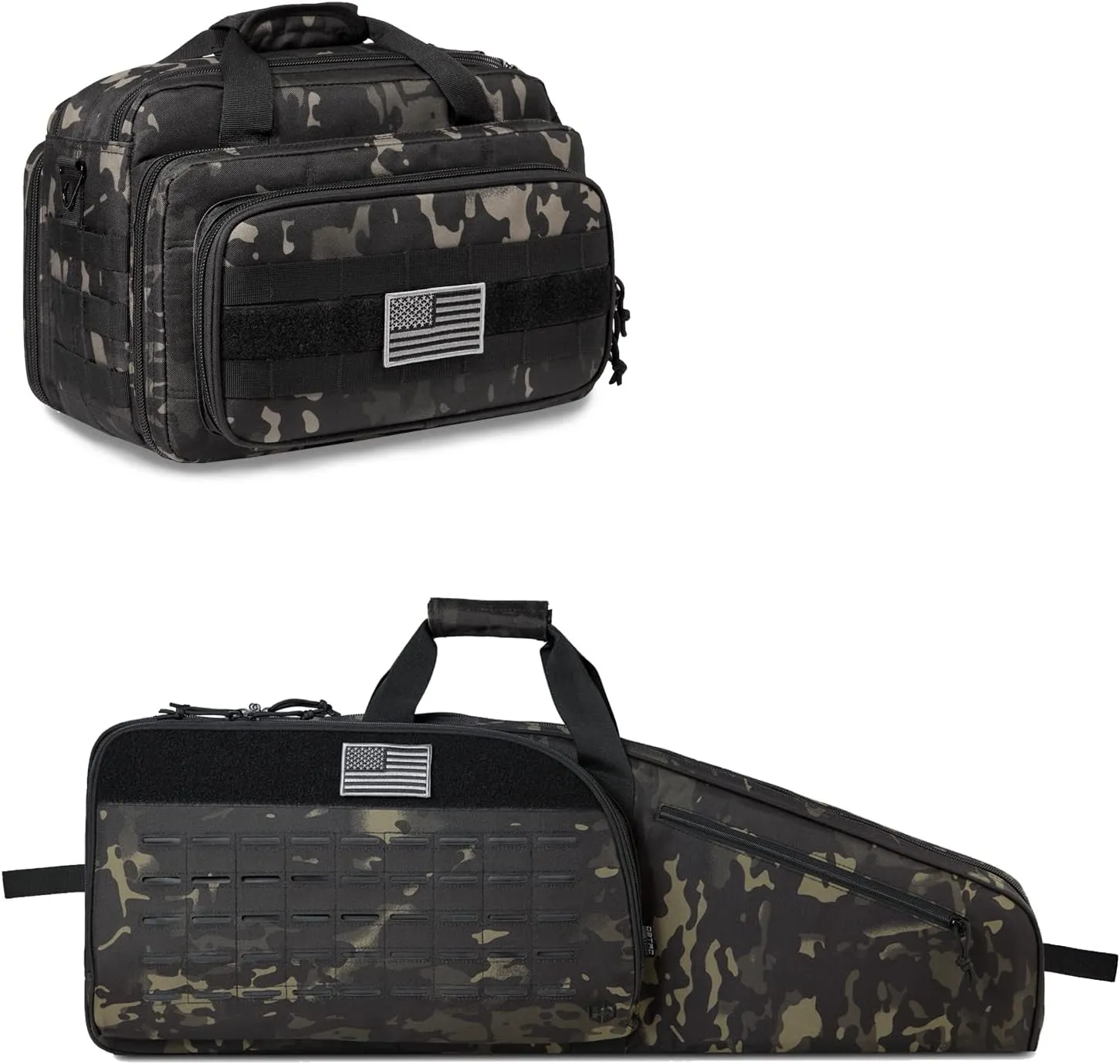 Single Rifle Bag 35" (Black Camo)   Range Bag Medium for 2~4 Pistol (Black Camo), Lockable Zipper, Durable Material, Compact Design