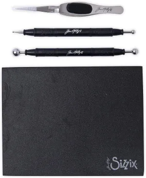 Sizzix (Black) Tim Holtz Shaping Kit 665304 – Scrapbooking and Cardmaking Paper Sculpting Set, One Size