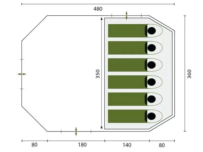 Skandika Kambo 6 Tent Tunnel 6 Person in Black & Green (SKA0037)