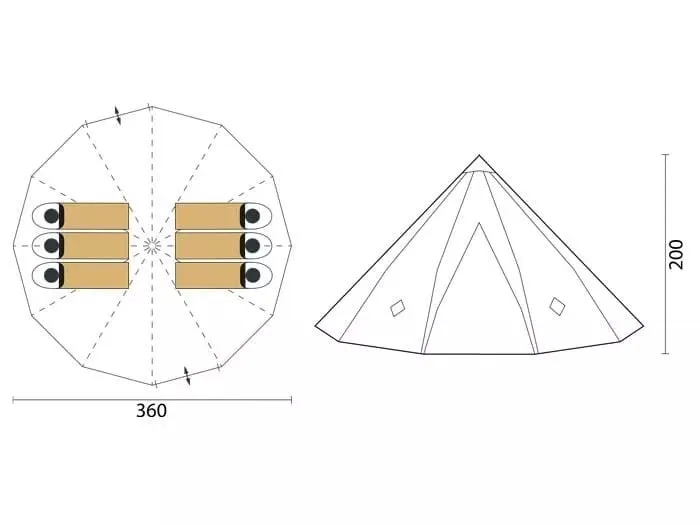 Skandika Tipii 200 Tent 6 Person in Beige & Red (SKA0039)