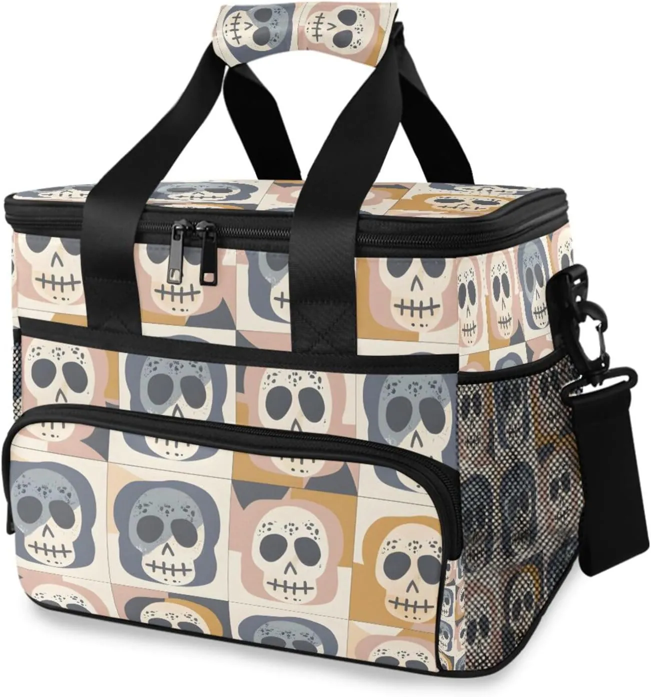Skeleton Funny Skeleton Rainbow Aztec Cooler Bag Insulated Cooler Soft Sided Cooler 24 Can Portable Picnic Bag Large Leakproof Lunch Bag Box for Beach Grocery Camping Travel Car Men Women