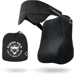 Sleeper Hold Travel Pillow - Real Sleeping Experience on Long Flights - Head Strap with Eye Mask - Super-Soft, Lightweight, Easy-to-Carry, and Machine-Washable Airplane Pillow