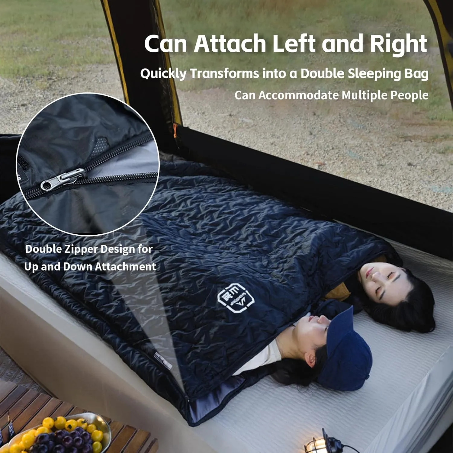 Sleeping Bag, 190 x 70 cm Ultrasonic Warmth Sleeping Bag with Compression Sack, 5-15°C Faux Silk Cotton Camping Bag for Backpacking Hiking Travel
