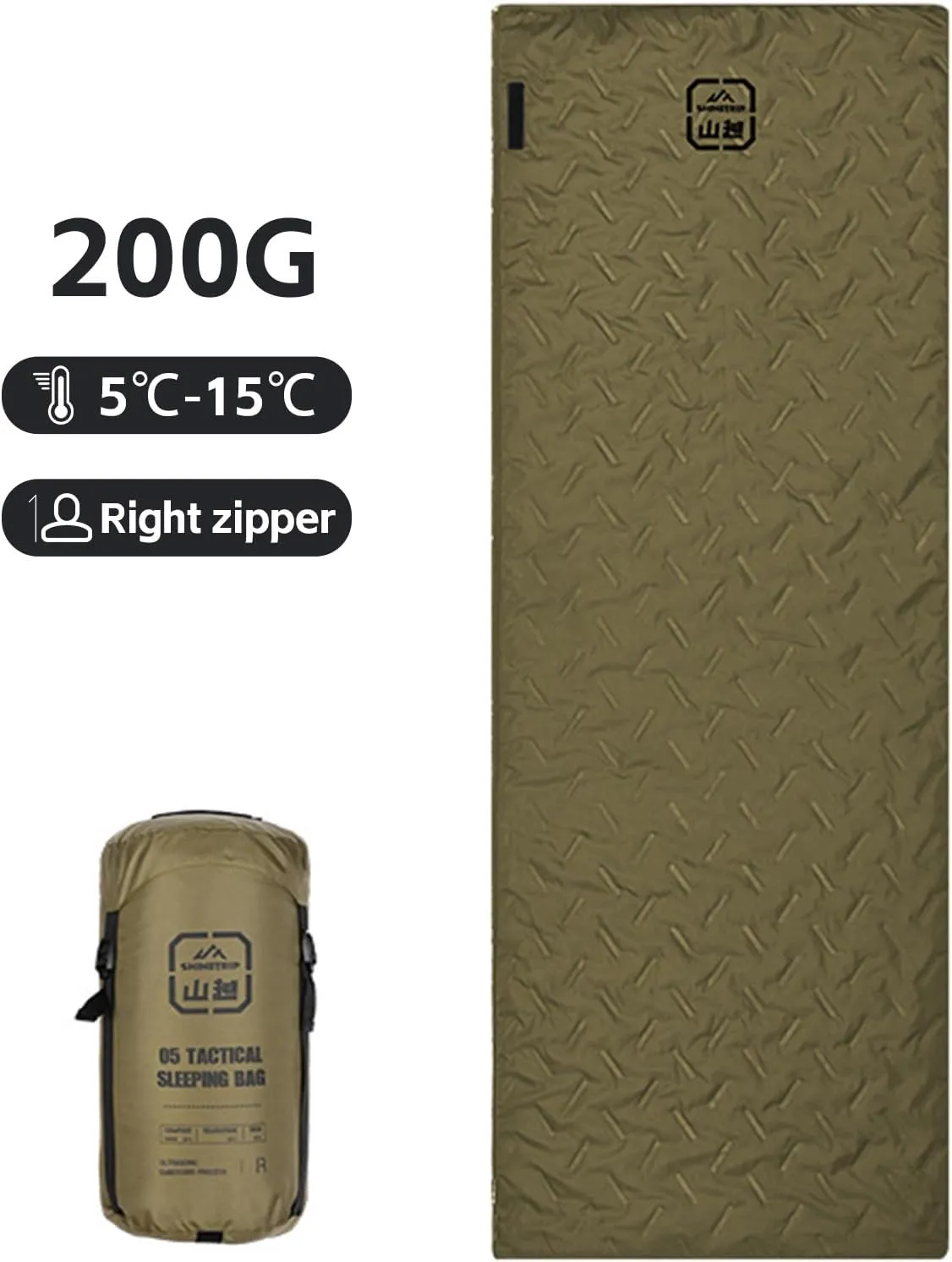 Sleeping Bag, 190 x 70 cm Ultrasonic Warmth Sleeping Bag with Compression Sack, 5-15°C Faux Silk Cotton Camping Bag for Backpacking Hiking Travel