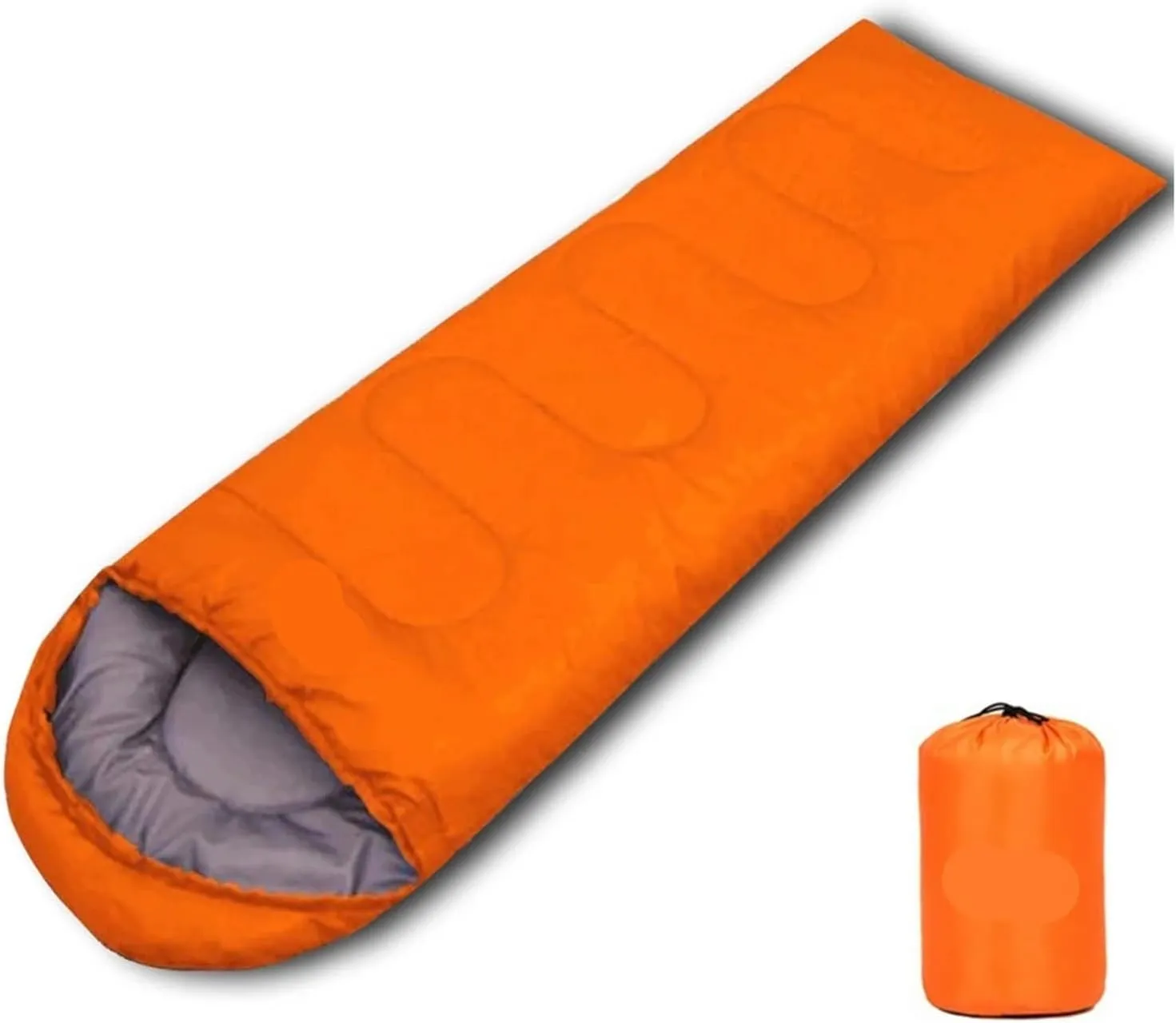 Sleeping Bag Compact Sleeping Bag Ultralight Envelope 3 Season Sleeping Bags with Compression Sack for Camping Hiking Travelling Lightweight(Orange)
