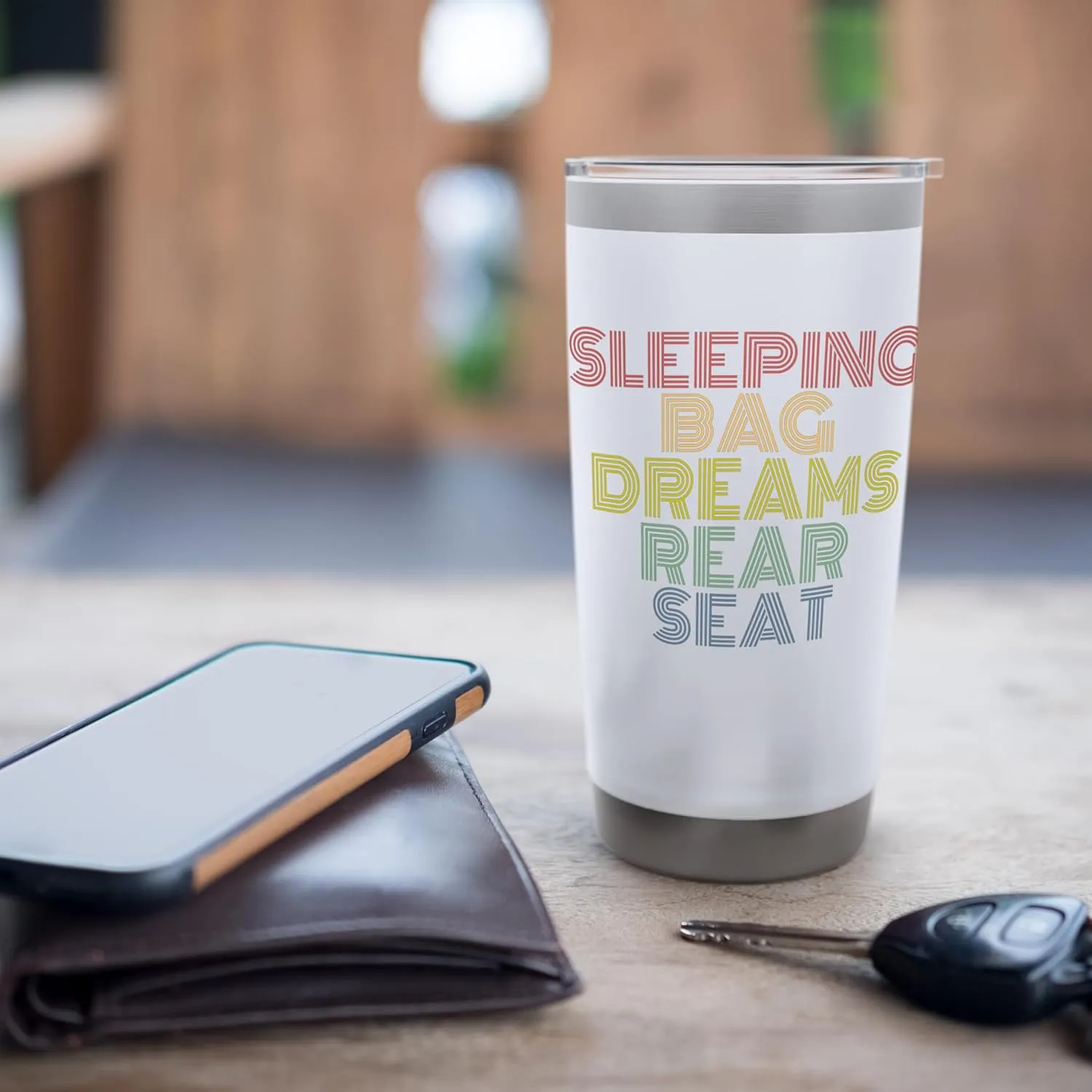 Sleeping Bag Dreams Rear Seat Vacation Retro Summer Stainless Steel Insulated Tumbler