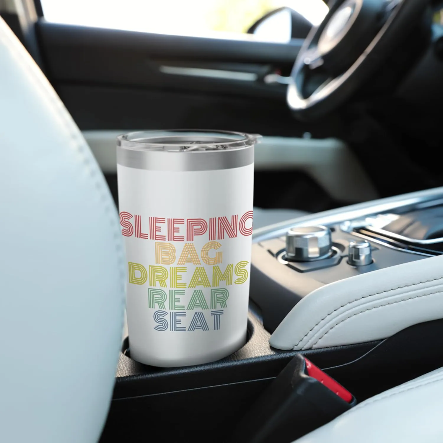 Sleeping Bag Dreams Rear Seat Vacation Retro Summer Stainless Steel Insulated Tumbler